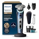 Philips Norelco Shaver i9000 Prestige, Wet & Dry Electric Shaver, Mystic Aqua, SenseIQ Technology, Triple Lift & Cut System, 360 Rotating Dual SteelPrecision Blades, Nose Trimmer, XP9201/88