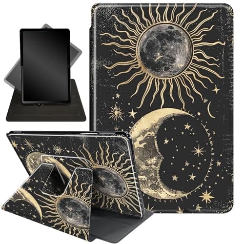 for iPad 9.7 Inch Case for iPad 6th/5th Generation Case 2018 2017(Model: A1893 A1954 A1822 A1823),360 Degree Rotating Stand Smart Protective Cover Case for iPad 9.7 2018/2017,Sun Moon and Star