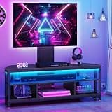 YITAHOME Black TV Stand with Mount, Modern TV Stand for 70/65 inch TV LED Entertainment Center with Adjustable Mount & Power Outlet, TV Console Cabinet, Black