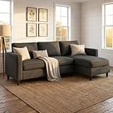 SUNLEI L-Shaped Sectional Couch, Modern Grey Reversible Sectional Sofa with Reversible Ottoman, 3-Seat Compact Couches for Living Room Apartment, Studio & Office, Easy Assembly, Grey