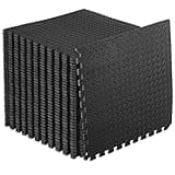 ProsourceFit Exercise Puzzle Mat ½-inch, EVA Interlocking Foam Floor Tiles for Home Gym, Workout Equipment, Kids Play Areas, Black, 144 SQ FT - 36 Tiles