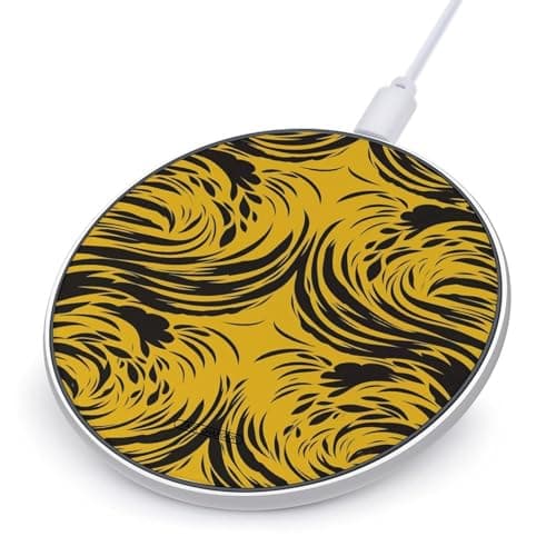 Mustard Yellow and Black Wireless Charger 10W Fast Charging Pad Anti-Slip Qi Certified Wireless Charging Pad Charging Station Portable Phone Charger for All Wireless Charging Smartphone