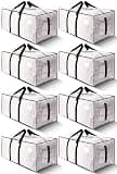 HOMESURE Supports 200lbs Heavy Duty Moving Bags - Strong Zipper & Wrap-Around Handles - Water-Resistant Storage Totes, Durable Alternative to Moving Boxes - 8 Pack - Semi-Transparent