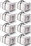 HOMESURE Supports 200lbs Heavy Duty Moving Bags - Strong Zipper & Wrap-Around Handles - Water-Resistant Storage Totes, Durable Alternative to Moving Boxes - 8 Pack - Semi-Transparent