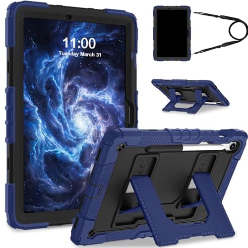 Scnioy Case for Samsung Galaxy Tab S10 Lite / S10 FE / S9 FE 5G / S9 (10.9”/11”), Protective Cover with Pen Holder Multi-Angles Kickstand Carrying Strap for Galaxy Tab S10fe Tablet Case, Navy Black