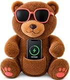 Charger Chums Plush Wireless Phone Charger for Kids & Teens – Cute Stuffed Animal Charging Pocket with USB-C Powered Wireless Charging Pad – Compatible with Most Smartphones - Bear