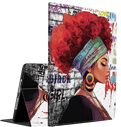 Case for Samsung Galaxy Tab A 10.1 (2019) SM-T510/T515, Multi-Angle Smart Stand Cover Auto Sleep/Wake for Galaxy Tab A 10.1 Inch 2019 Release,African Black Woman Graffiti Girls with Red Hair