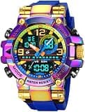 findtime Relojes para Hombres Cool Designer Mens Watches Big Face Red Digital Sports Watch for Men with LED Backlight/Alarm/Date/Dual Time Zone/Stopwatch
