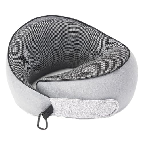 KPNEOL Travel Neck Pillow, 100% Pure Memory Foam Travel Neck Pillow Airplane Neck Support Ergonomic Design for Traveling Suitable for Airplanes,Offices and Cars-Gray