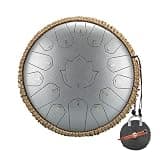 Steel Tongue Drum, 15 Notes 13 Inch Steel Tongue Drum Tank Drum Key C Glucophone Handpan(Black 22-82cm)