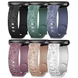 Huadea 22mm Engraved Silicone Band Compatible with Garmin Venu 2 /Venu 3/Vivoactive 4/Venu 4 45mm Watch Band, 6 Pack Soft Sunflower Rose Floral Strap for Forerunner 570-47mm/265/255 Women Men