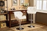 Roundhill Furniture Glasgow Contemporary Tufted Adjustable Height Hydraulic White Bar Stools, Set of 2