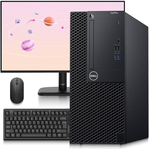 Dell Optiplex Tower Desktop Computer PC - Intel Core i5-9500 9th Gen 3.0GHz - 16GB DDR4 RAM - 512GB SSD - New 24" Monitor - Wireless Keyboard & Mouse - Built-in WiFi - Window 11 Pro (Renewed)
