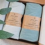 Joey + Joan Bassinet Fitted Sheets for Nestig Mini Crib, Graco Travel Lite Crib & Bassinets, Guava Bassinet 20x30 Inch – 100% Jersey Cotton Fitted Sheets – Light + Dark Sage Green – 2 Pack