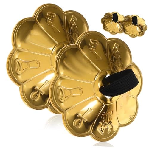 FOMIYES Mini Copper Finger Cymbals Percussion Instrument for Belly Dance 2 Pairs Lightweight and Easy to Hold for Dancer Party and Belly Dance Performance