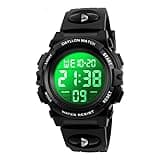 Dayllon Kids Digital Watch Boys Outdoor Sports 50M Waterproof Girls Watches Alarm Clock 12/24 H Stopwatch Calendar for Ages 3-15 Boy Girl Wristwatch Kids Gift,Black 1266 XS