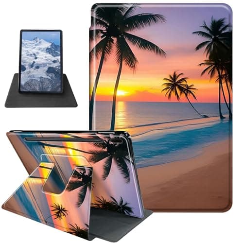 Case for Samsung Galaxy Tab S8 2022/Tab S7 2020 11 Inch (Model SM-X700/X706/T870/T875/T878) Sunset Beach Palm Trees Theme 360 Degree Rotating Stand Protective Cover with Auto Sleep/Wake