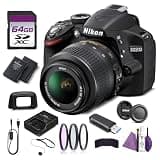 Nikon D3200 DSLR Camera with 18-55mm VR Lens 24.2MP DX Sensor Full HD 1080p Black Bundle with Cleaning Kit + Filter Kit + 64GB Memory Card