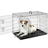 Sweetcrispy 36 Inch Dog Crate, Medium Crates Double Door Folding Metal Wire Dog Cage with Plastic Leak-Proof Pan Tray, Pet Kennel for Indoor, Outdoor, Travel
