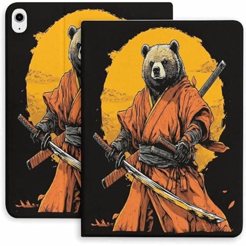 Bear Samurai Warrior Case for iPad 9/10/11th Mini 5/4/3/2/1(7.9in) Mini 6(8.3in) Mini 7(8.3in),Air 4/5/6/7,Pro 11in(2021/2022/2024)