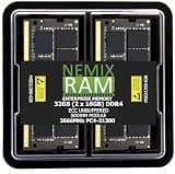 32GB 2X16GB DDR4 2666MHZ PC4-21300 2Rx8 1.2V CL19 260-PIN ECC Unbuffered SODIMM KIT NEMIX RAM Compatible with Synology NAS Memory D4ECSO-2666-16G, D4ES01-16G, D4ES03-16G