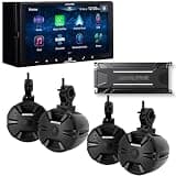 Alpine ILX-W670 Receiver w/ (2) SPV-65RGB-CAN 6.5” Cage-Mounted Universal Weather-Resistant Coaxial RGB LED Speaker Pods & KTA-30FW Amp