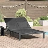 KHNLGFR Modern Poly Rattan Sunbed with Steel Frame, Black 81.10 x 45.28 x 29.53 in, Adjustable Backrest for Patio Garden Lounging