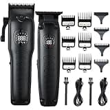 Hair Clippers for Men, 2PCS Professional Clipper, Set, with LCD Screen, Dual-Purpose USB Charging(Black)