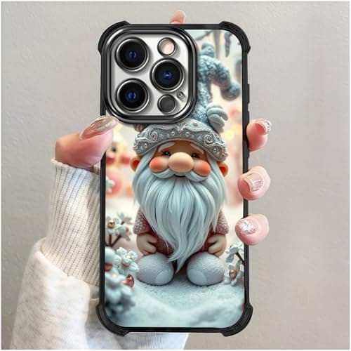 Branwen for iPhone 15 Pro Max Case 6.7 inch Christmas Gnome Pattern Corner Airbag Shockproof Electroplated Transparent Charming Festive Rustic Design Great for Daily Use Warm
