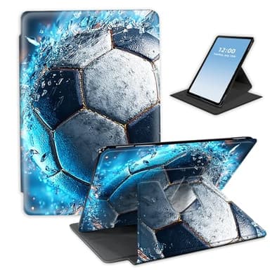HGGJFLYX Case for Kindle Paperwhite 11th Gen 2021 Tablet,360 Degree Rotating Multi-Angle Viewing Stand Fold Leather Ice Soccer Ball E-Book Cover 6.8" for Kindle 11th 2021,Auto Sleep/Wake