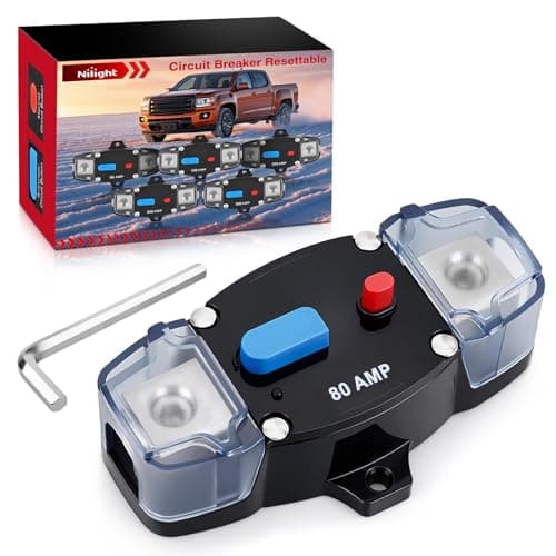 Nilight Circuit Breaker 80 Amp with Manual Reset 12V-42V Overload Protection Resettable Switch Trolling Motor Auto Car Stereo Audio Inline Fuse Block Holders Inverter for Automotive RV Marine Boat