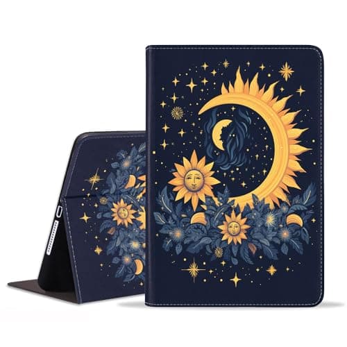 Case for Samsung Galaxy Tab S6 Lite 10.4 Inch 2022/2020 (SM-P613/P619/P610/P615), Protective Leather Case, Adjustable Stand Auto Wake/Sleep Smart Case, Celestial Theme Sun with Crescent Moon
