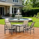 Hassyee 5 Pieces Patio Dining Furniture Set with Breathable Mesh Fabric for Poolside, Deck, Outdoor Dining Set with Curved Backrests and Steel Frame for Dining Room, Balcony