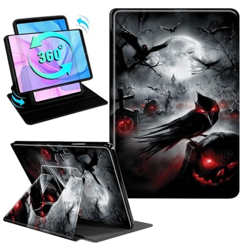 Gmeyutqy Case for Microsoft Surface Pro 11/10/9 13 Inch 2024/2022, 360 Degree Rotating Swivel Stand Flip Shockproof Leather Cover with Auto Sleep/Wake, Halloween Spooky Full Moon