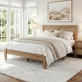 Brafab Boho Queen Wood Bed Frame with Tall Headboard, No Box Spring Needed