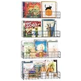 MFTEK Wall Mounted Metal Kids Bookshelf - Wall Book Shelf for Kids Rooms, Hanging Book Shelves Organizer for Room Decor, Nursery Classroom Home Floating Bookshelves Gloss Black 4 Pack