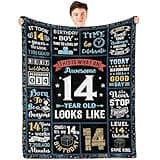 Birthday Gifts for Boys,Super Soft and Warm Happy Birthday Blanket,Boy Birthday Gift Ideas,Best Present for Boy,Warm Flannel Throw Blankets Birthday Decorations for Boys (60 * 50, 14th)