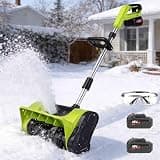 2026 Upgrade Electric Snow Blower Shovel, 20V Cordless Electric Snow Shovel - 16ft Throwing Distance, 12" Width, 45°Adjustable Directional Plate, Snow Thrower Kit for Driveway, Deck, Patio (2Battery)
