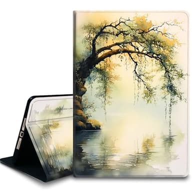 Bxgolkgd Tablet Case for Samsung Galaxy Tab A8 10.5 Inch 2022(SM-X200/X205/X207),Shockproof Stand Cover with Heat Dissipation,Auto Wake/Sleep Function,Watercolor Willow Tree Scenery