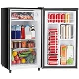 Sweetcrispy 3.2 Cu.Ft Mini Fridge with Freezer, 2 Door Small Refrigerator with Adjustable Thermostat Energy-efficient Low Noise, Compact Fridge for Bedroom, Office, Dorm, Silver