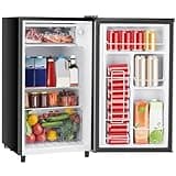 Sweetcrispy 3.2 Cu.Ft Mini Fridge with Freezer, 2 Door Small Refrigerator with Adjustable Thermostat Energy-efficient Low Noise, Compact Fridge for Bedroom, Office, Dorm, Silver