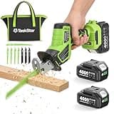 TaskStar Cordless Reciprocating Saw 21V: One-Handed Reciprocating Saw with 0-3500 RPM Brushless Motor, 2 x 4.0Ah Batteries, 8 Quick-Change Blades, LED Light, Perfect for Wood PVC Metal Cutting