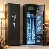 Bezuny No Assembly Required Gun Safe for Rifles and Pistols with Small Safe 14" W x 58" H, Adjustable Rifle Gun Safe Cabinet for Home,14-15 Gun Safes for Rifle and Password Lock,Black