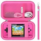 Supmay Carrying Case Compatible with WELLST·G/ for GuaiyeyeAP Handheld Game for Kids -Preloaded 220 Retro Video Games, Portable Gaming Player Storage Holder Travel Bag with Mesh Pocket, Rose red