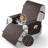 TAOCOCO 100% Waterproof Recliner Chair Covers, Non Slip Recliner Covers that Stay in Place, One-Piece Washable Reclining Chair Cover with Elastic Straps, Camel, Fits 30" Seat Width