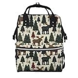 Pioyoku Green Plaid Moose Tree (3) Print Diaper Bag Backpack -Multifunction Travel Baby Diaper Bag,Baby Bags For Girls Boys