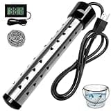 2000W Immersion Water Heater Electric, Fast Heating Portable Water Heater with 304 S S Guard & LCD Thermometer, Bucket Heater for Home Camping Bath Pool Outdoor Use