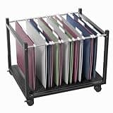 Aquzee Hanging File Organizer, Rolling File Cart with Wheels, File Folder Organizers for Desk, Home Office File Storage, Wooden File Holder Fits for Letter Size, Black