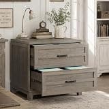 IDEALHOUSE Farmhouse 2-Drawer Lateral Filing Cabinet, Large Capacity Hanging File Storage Cabinet for Legal Letter A4, Heavy Duty Sturdy Frame, Thick Top, Home Office Side Desk Organizer, Rustic Gray