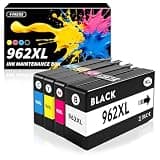 Vaptech 962XL Ink Cartridges Combo Pack, 4 Pack Replacement for 962XL 962 Ink Cartridges Work with Officejet Pro 9010 9012 9015 9018 9020 9025 Printers(Black/Cyan/Yellow/Magenta)